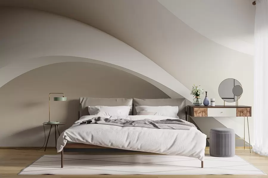 zidne murale apstrakcija, valovi, meke krivulje, bež, glatko, linije, moderno w04217v1