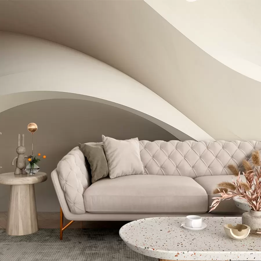 zidne murale apstrakcija, valovi, meke krivulje, bež, glatko, linije, moderno w04217v1