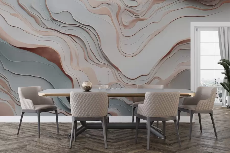 zidne murale slojevi, valovi, apstrakcija, ružičasta, siva, meki oblici, w04255v1