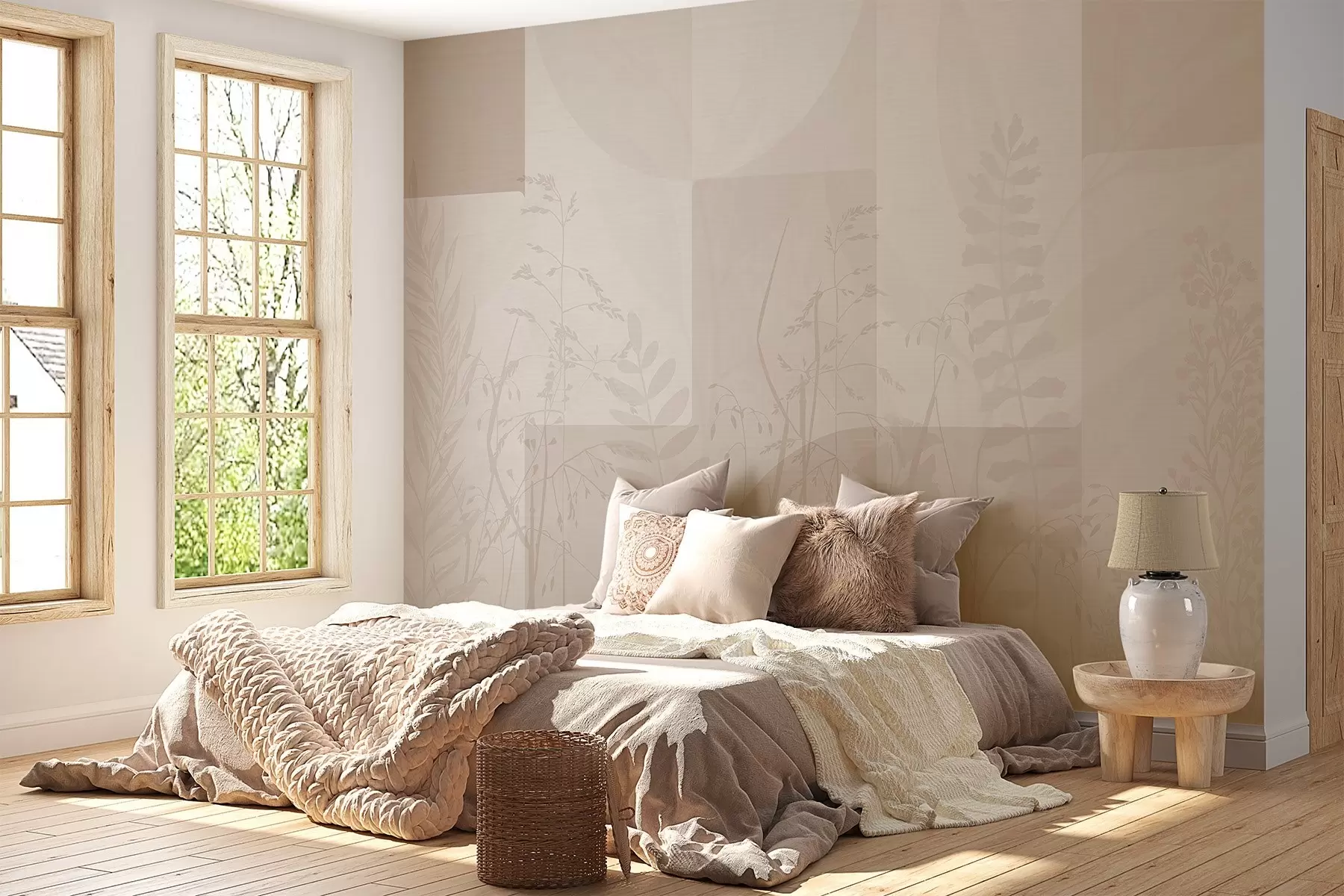 zidne murale Apstrakcija s biljkama, geometrija w04240