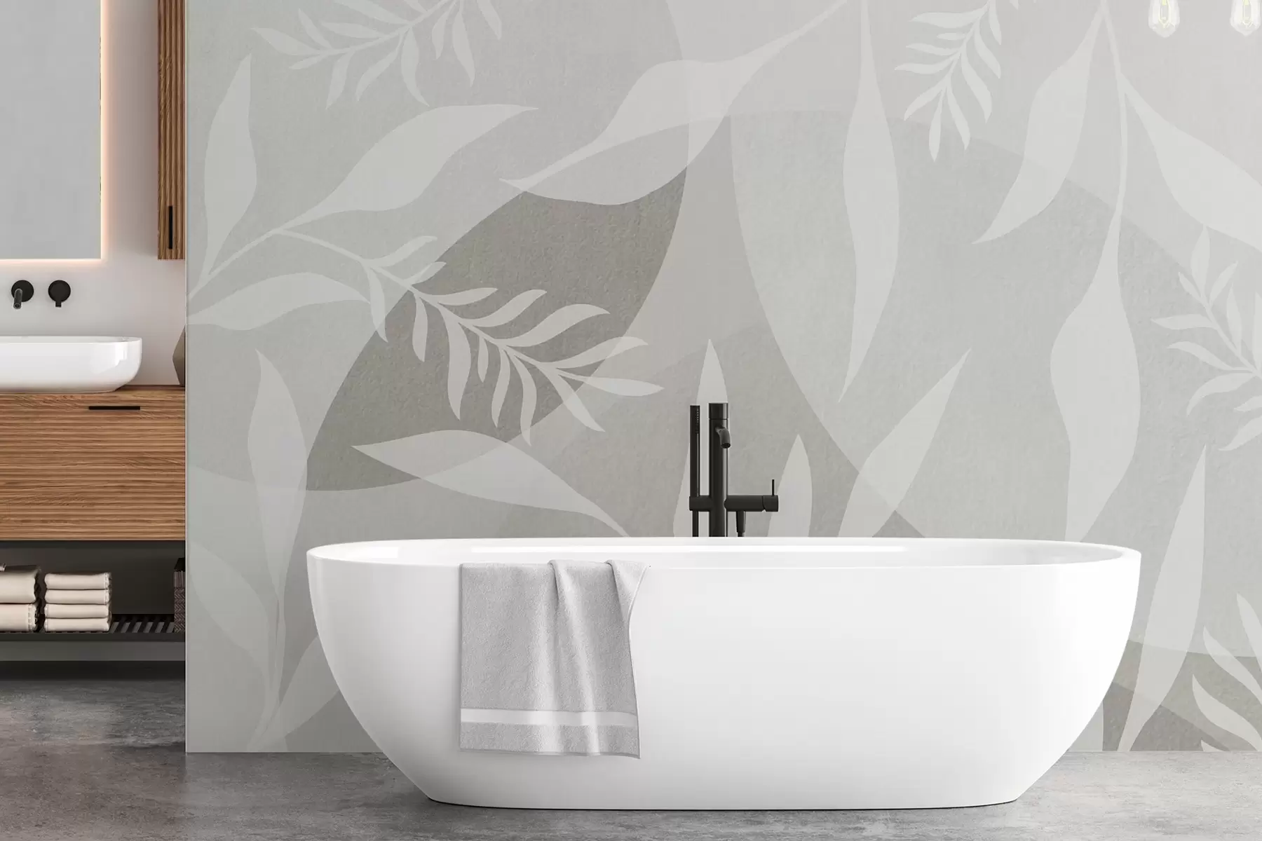 zidne murale Siluete grančica na pozadini apstraktnih krugova w04270