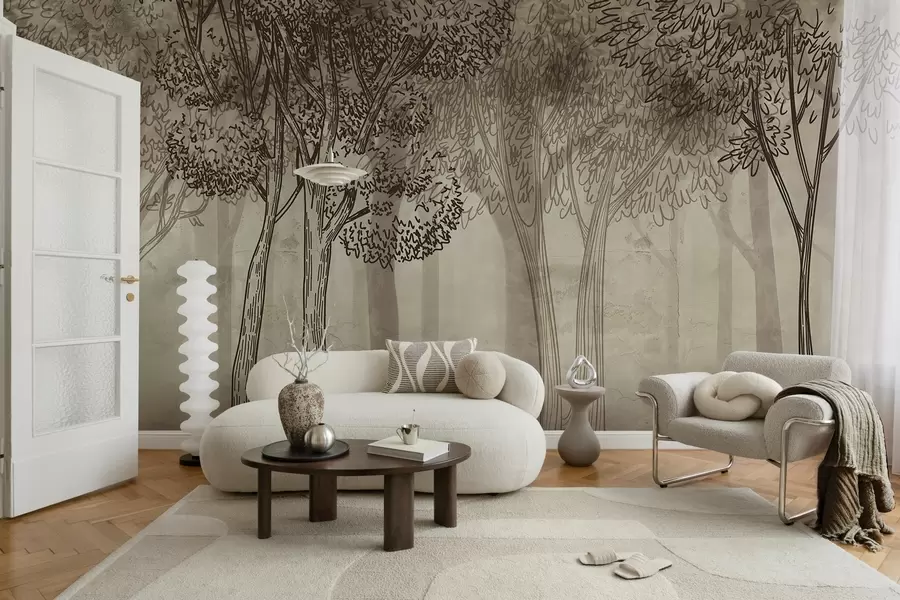 zidne murale Bujno lisnato drveće w04251