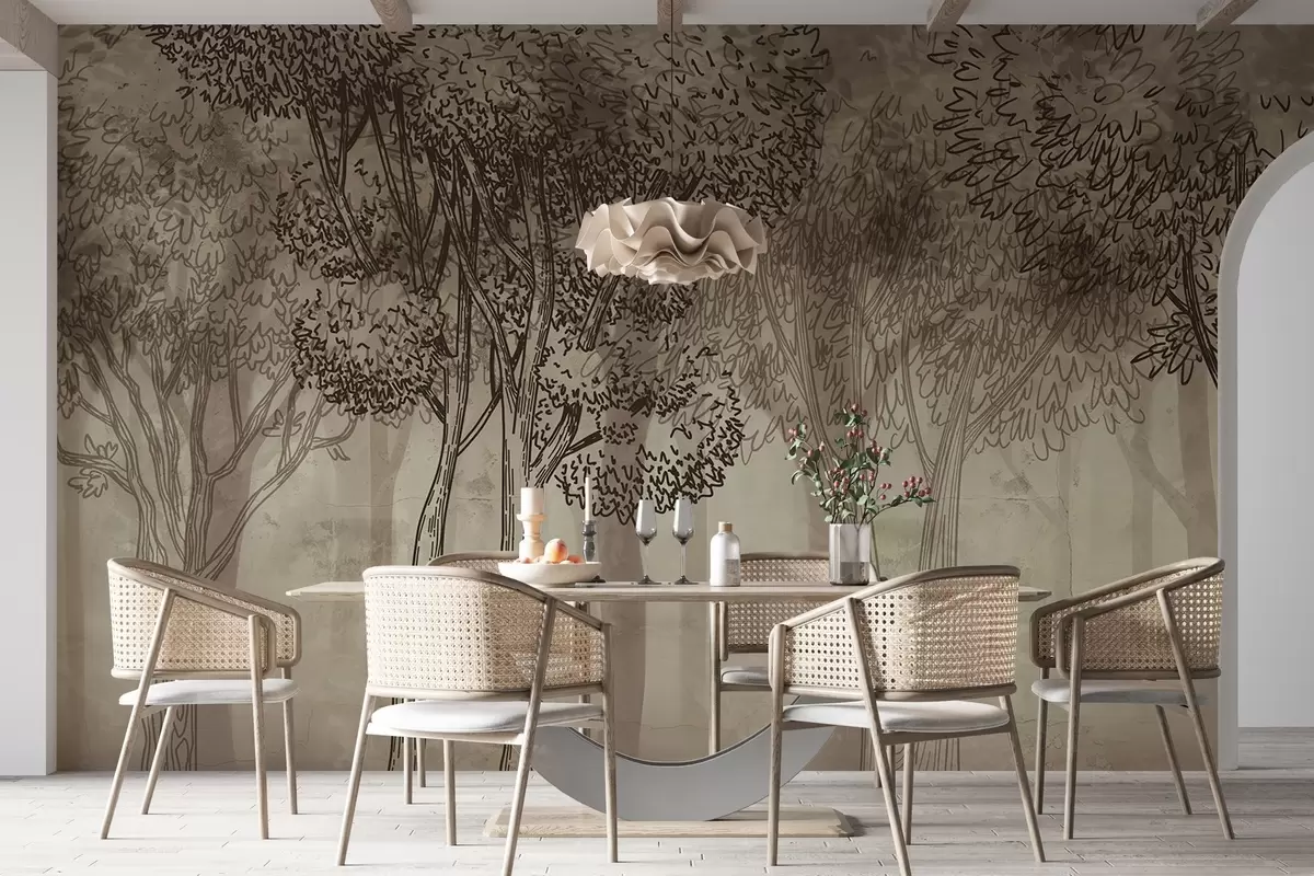 zidne murale Bujno lisnato drveće w04251