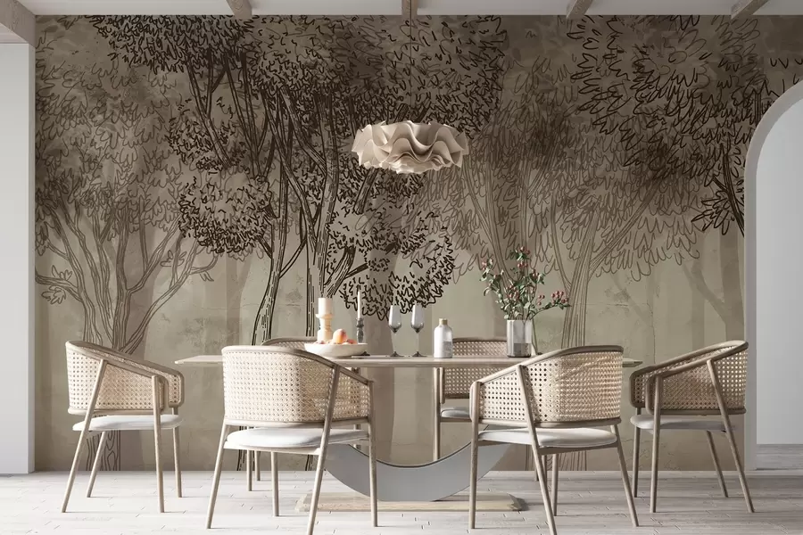 zidne murale Bujno lisnato drveće w04251