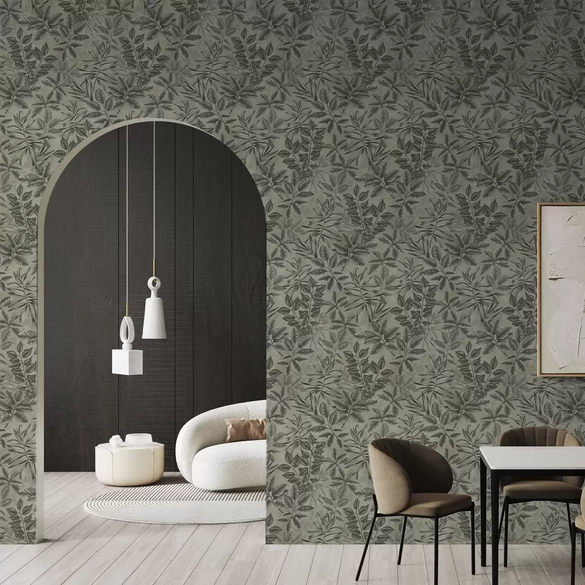 Pozadina Sivo tropsko lišće raznih oblika na vintage pozadini a00297