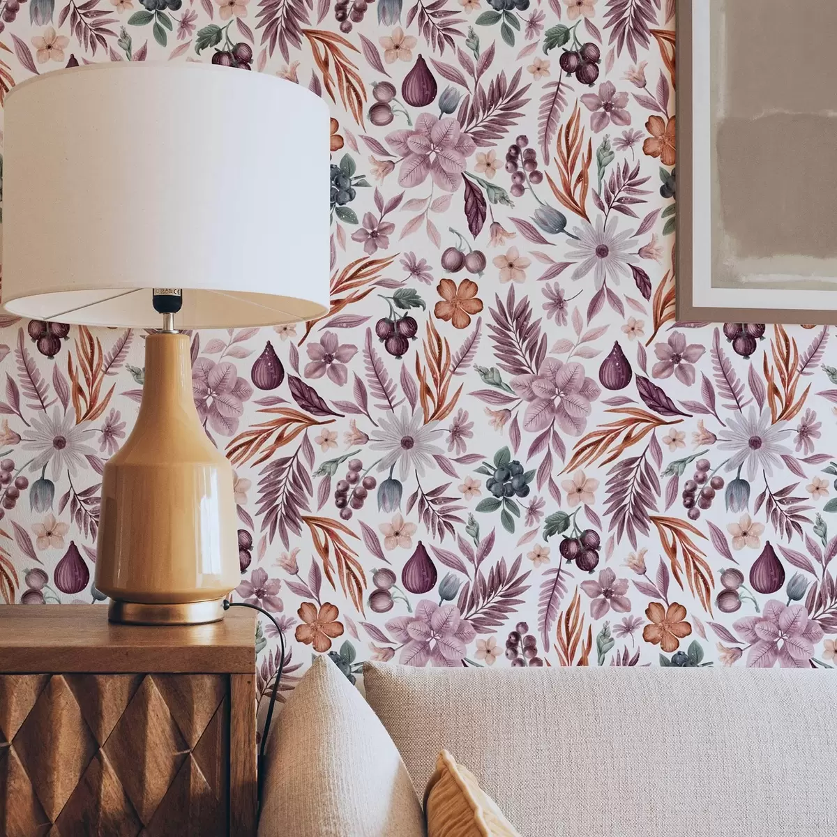 Pozadina Svijetle bobice, cvijeće i lišće u stilu akvarela a00298