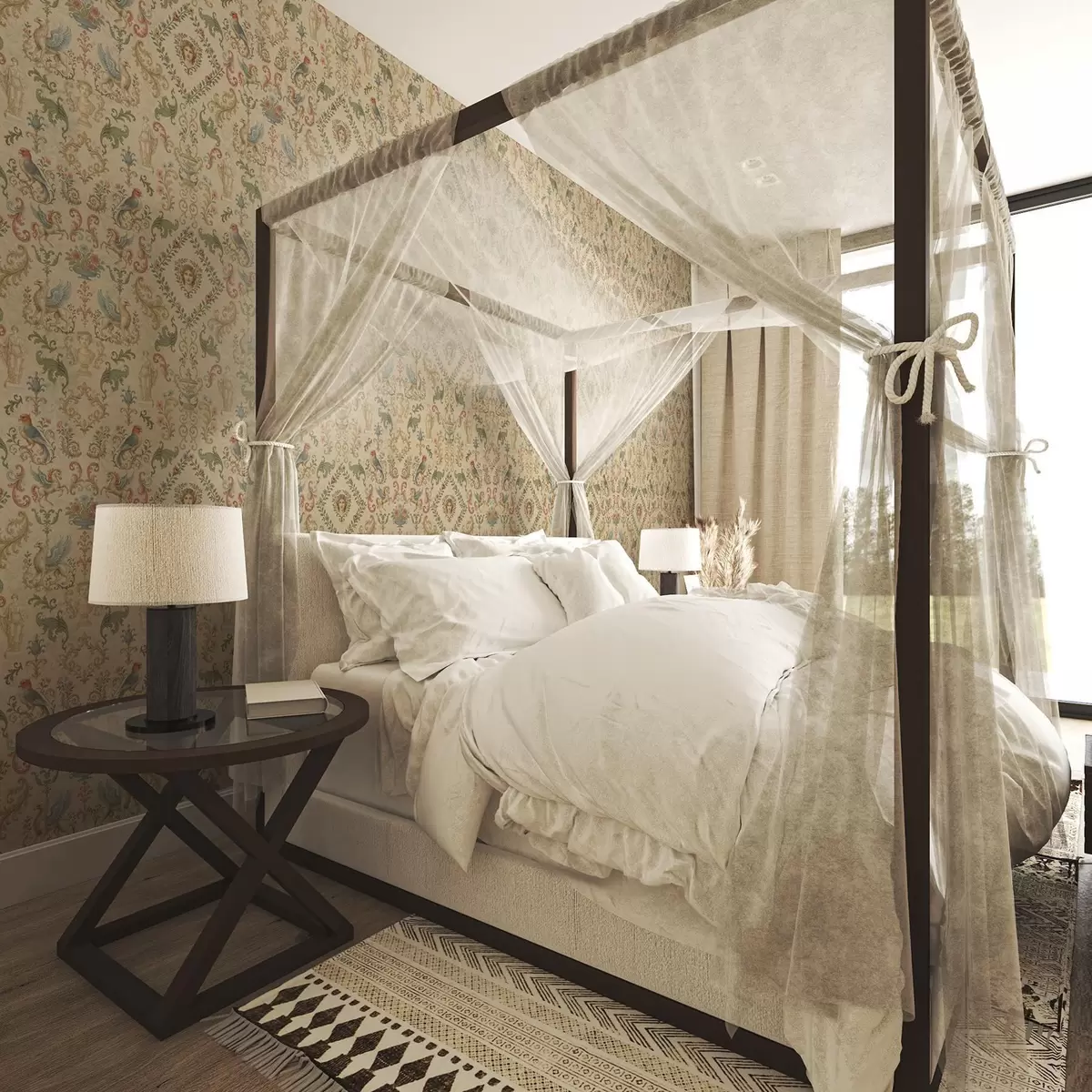 Pozadina Starinski ukras s grifonima, cvijećem i figurama a00402