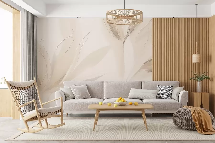 zidne murale Svijetlo apstraktno lišće w04243