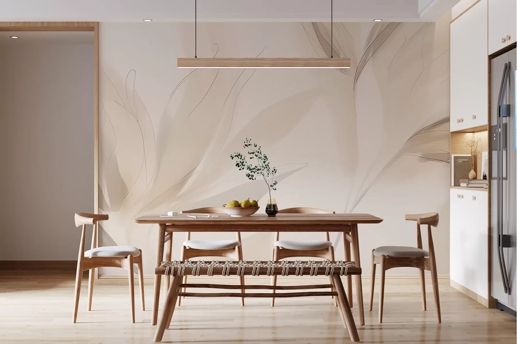 zidne murale Svijetlo apstraktno lišće w04243