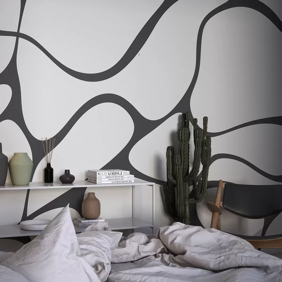 zidne murale Apstraktni uzorak sa zakrivljenim linijama w04274