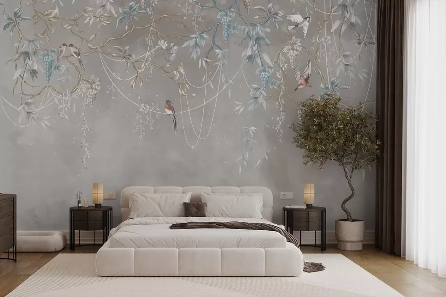 zidne murale Ista tema, ali s plavim grožđem w04302v1