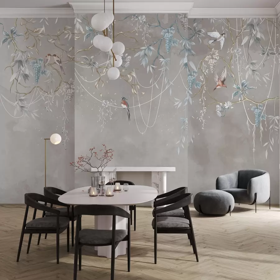 zidne murale Ista tema, ali s plavim grožđem w04302v1