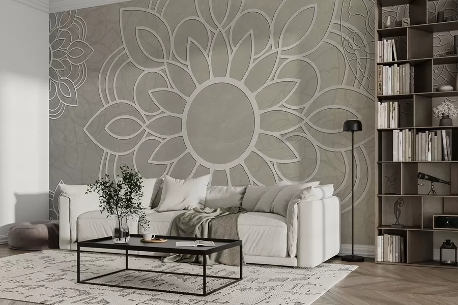zidne murale Prekrasni uzorci u svijetlo bež boji w09183