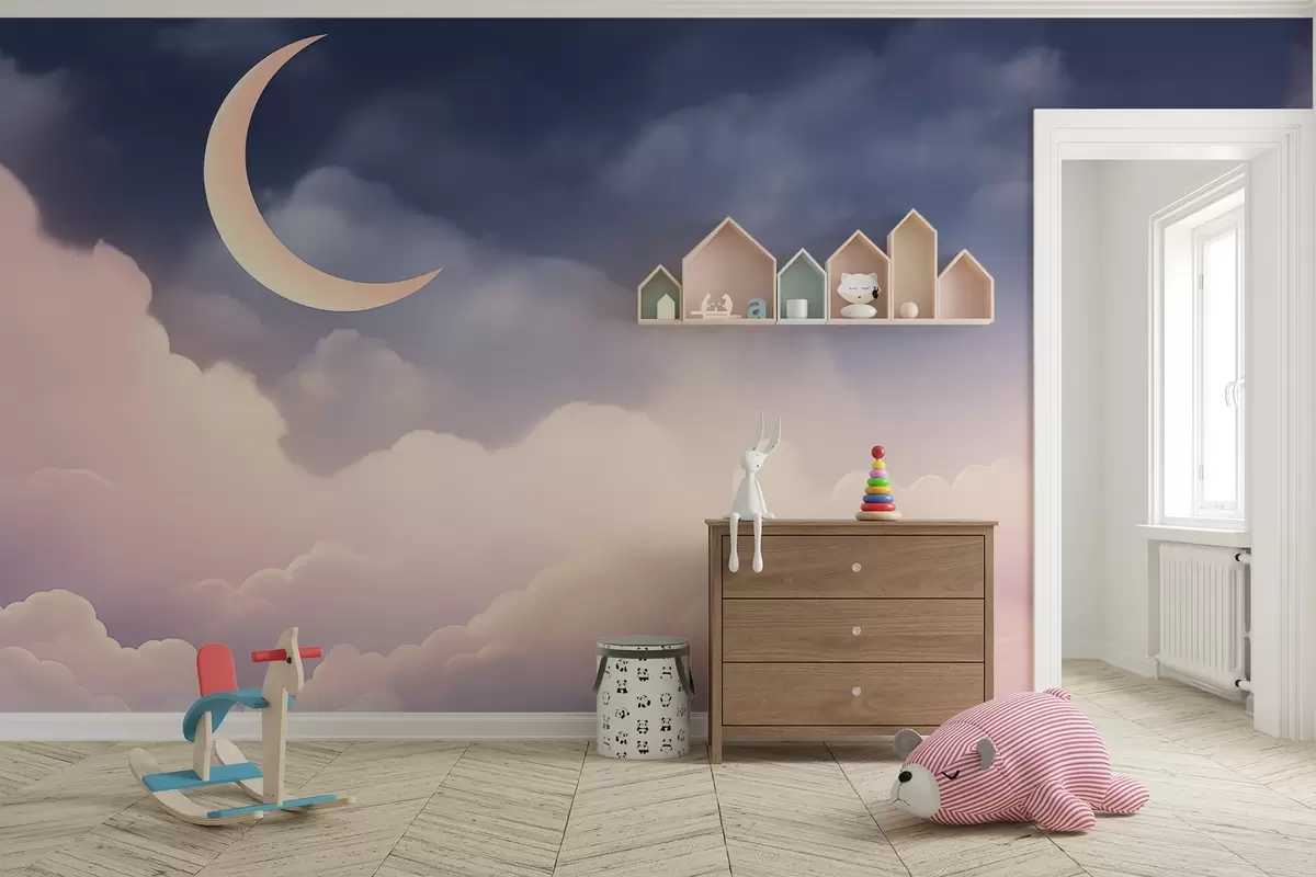 zidne murale Oblaci i mjesec w04330