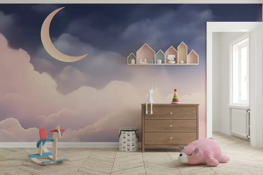 zidne murale Oblaci i mjesec w04330