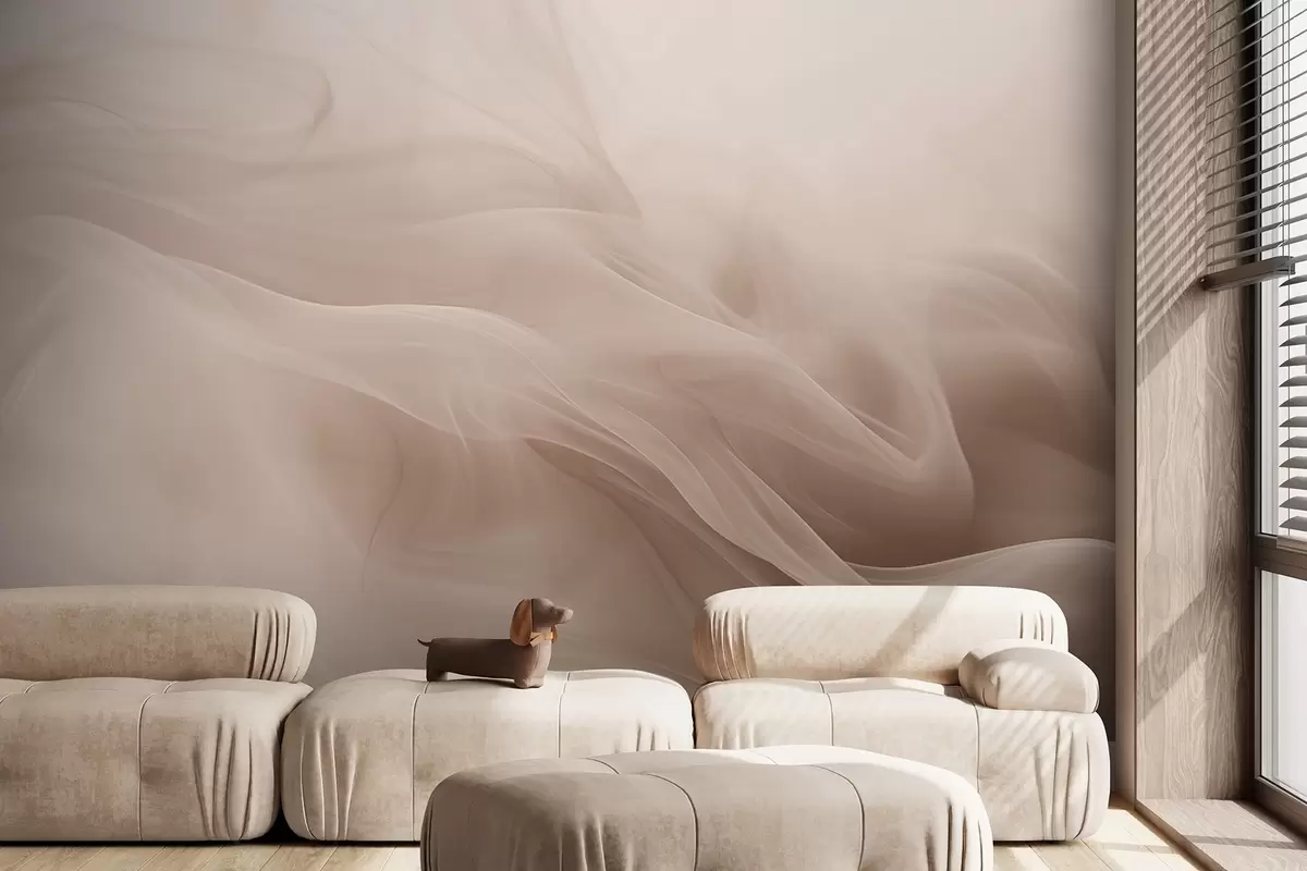 zidne murale Meki bež dimljeni valovi u apstraktnom stilu w09273v1