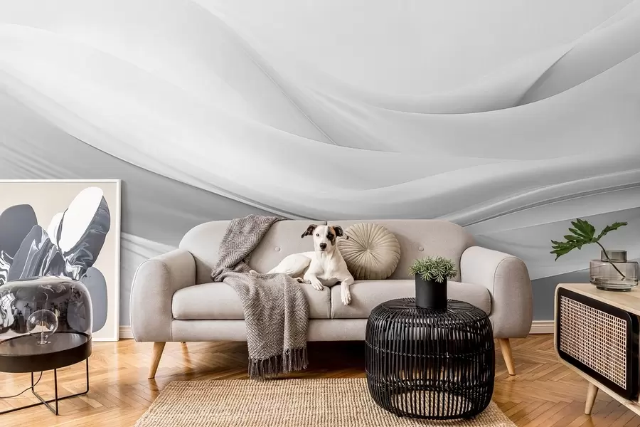 zidne murale Valovi sive tkanine u minimalističkom apstraktnom stilu w09279v1