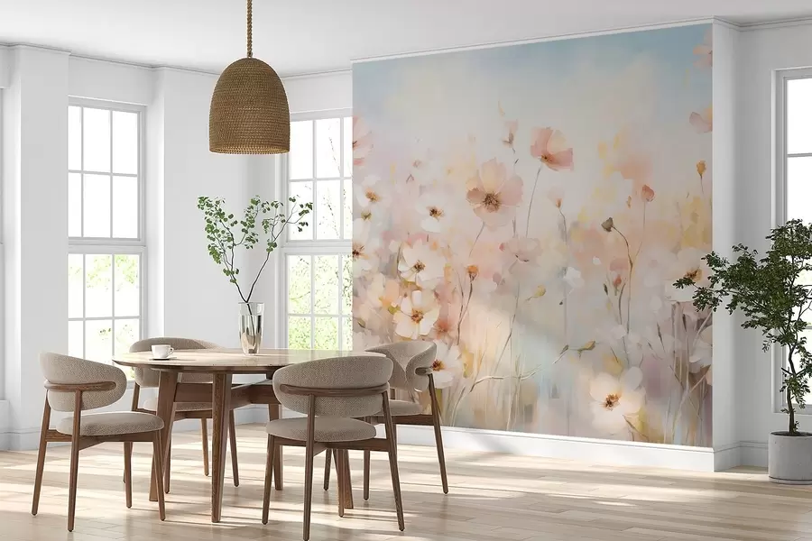 zidne murale Divlje cvijeće u pastelnim nijansama u stilu akvarela w09280