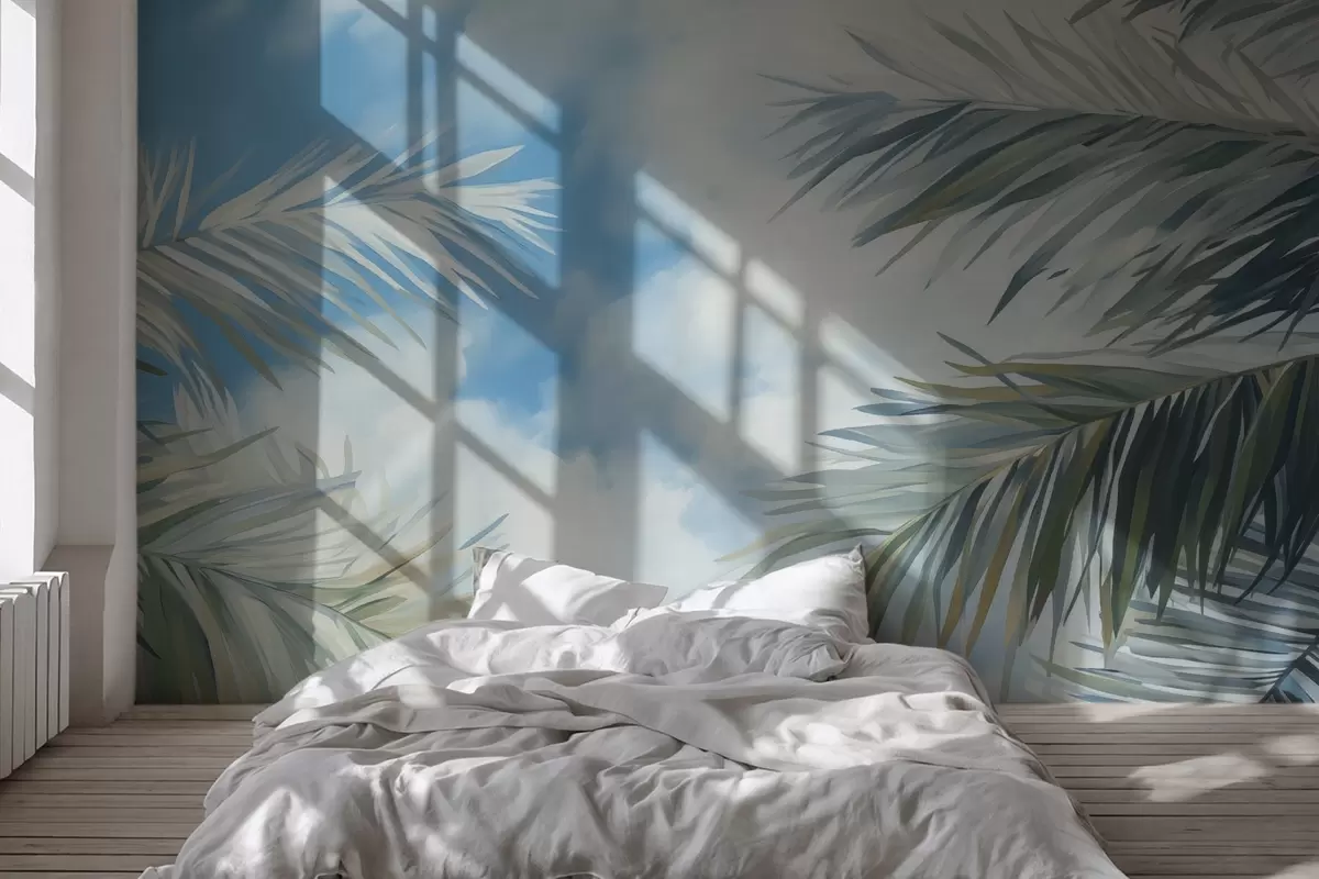 zidne murale Palmino lišće naspram neba w04361