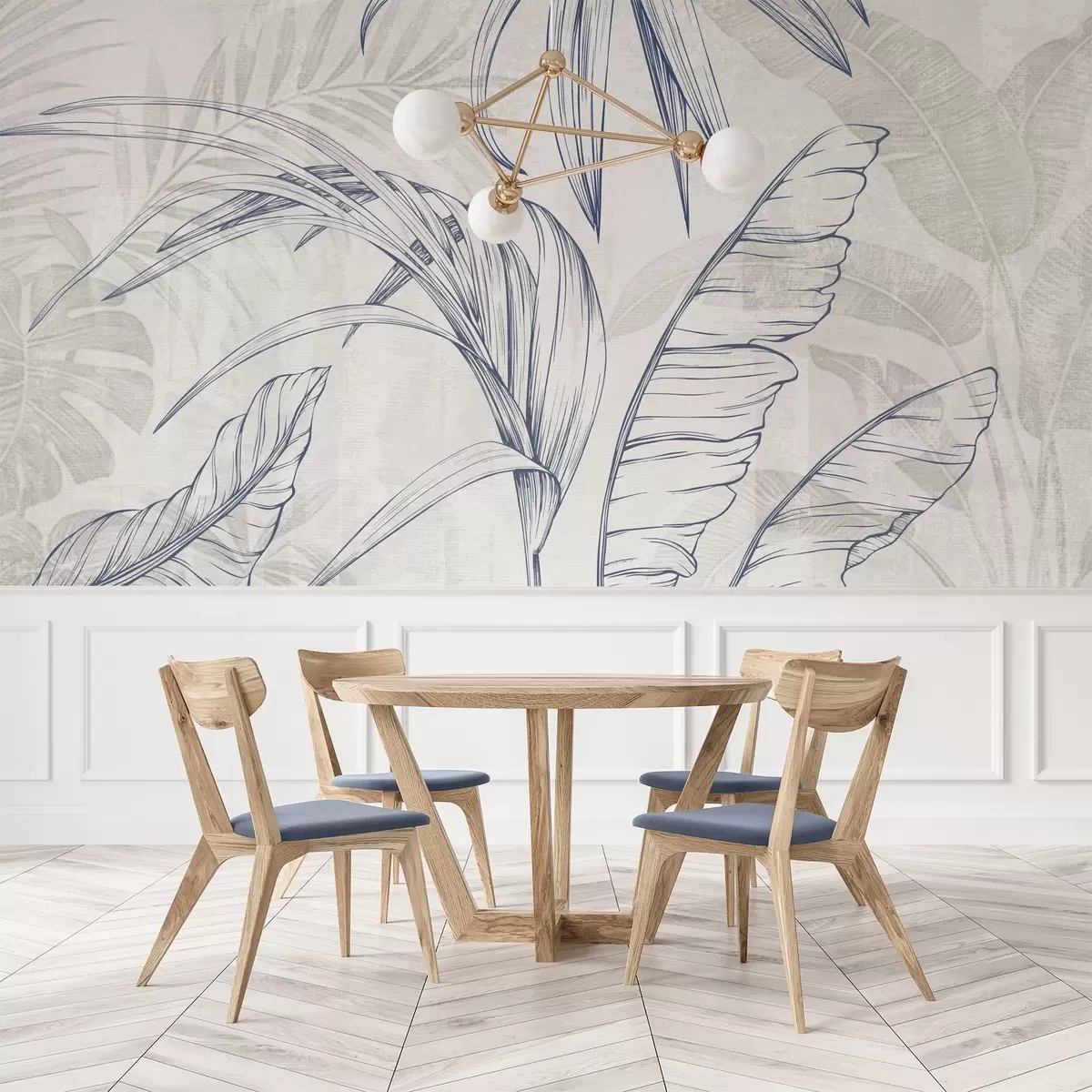 zidne murale Lišće na pozadini s imitacijom zamućenja i teksture w04362v1