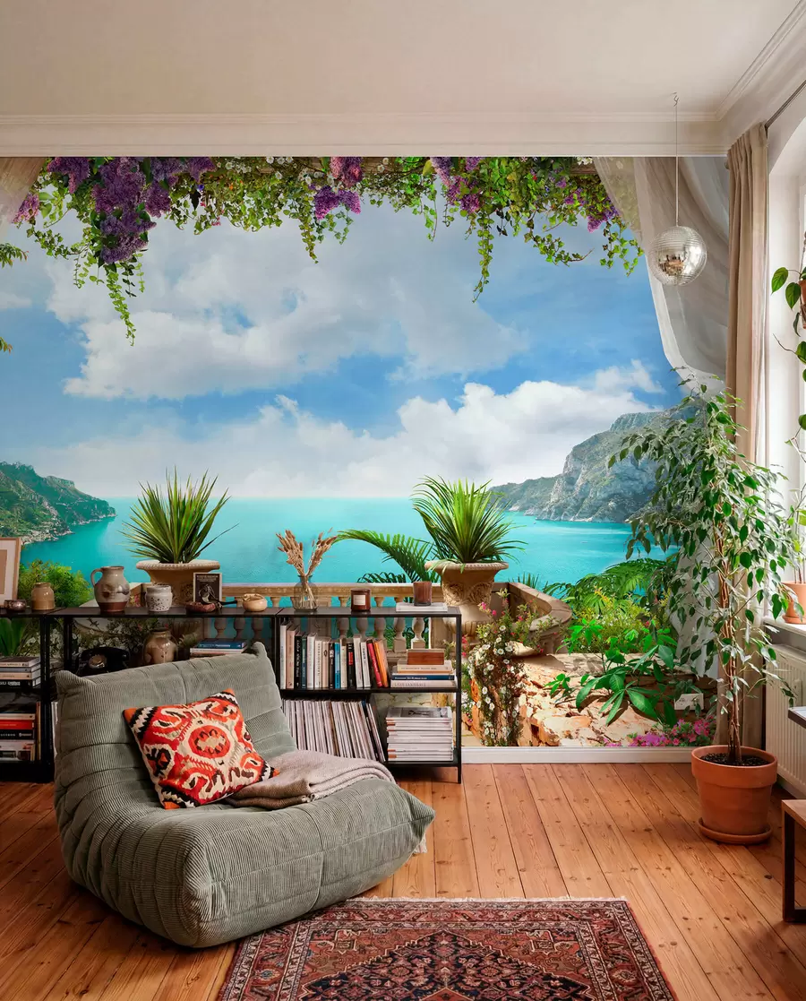 zidne murale Veranda, pogled na zaljev u68055