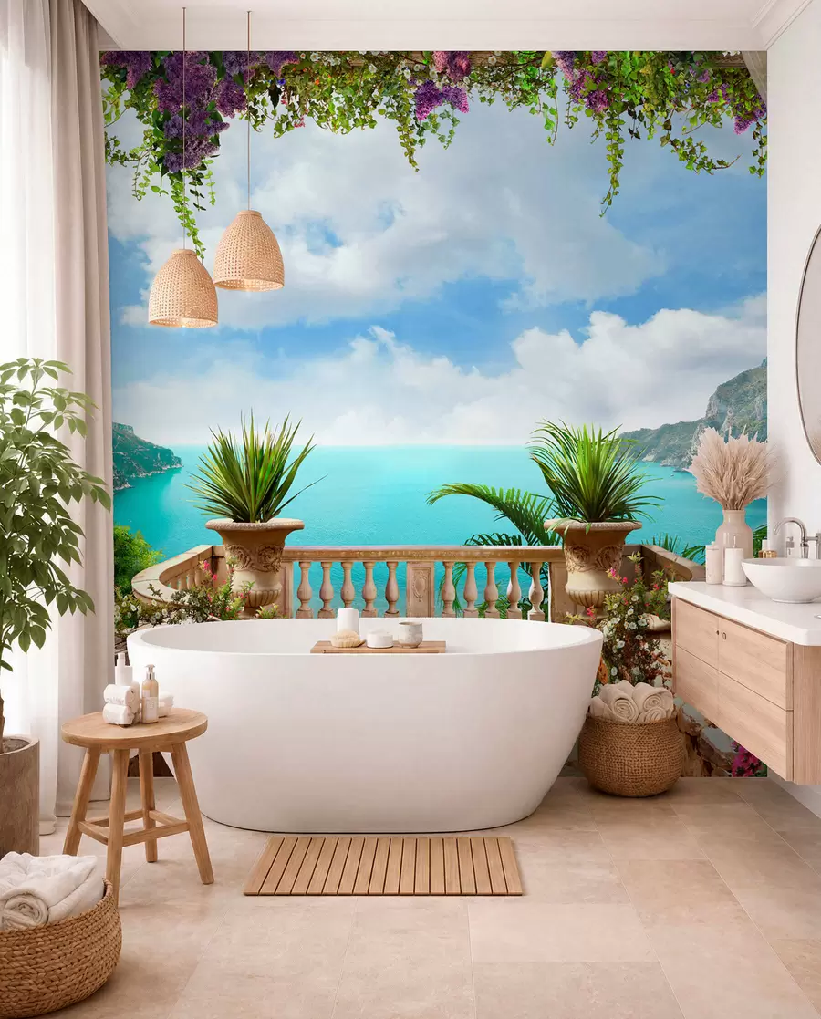 zidne murale Veranda, pogled na zaljev u68055