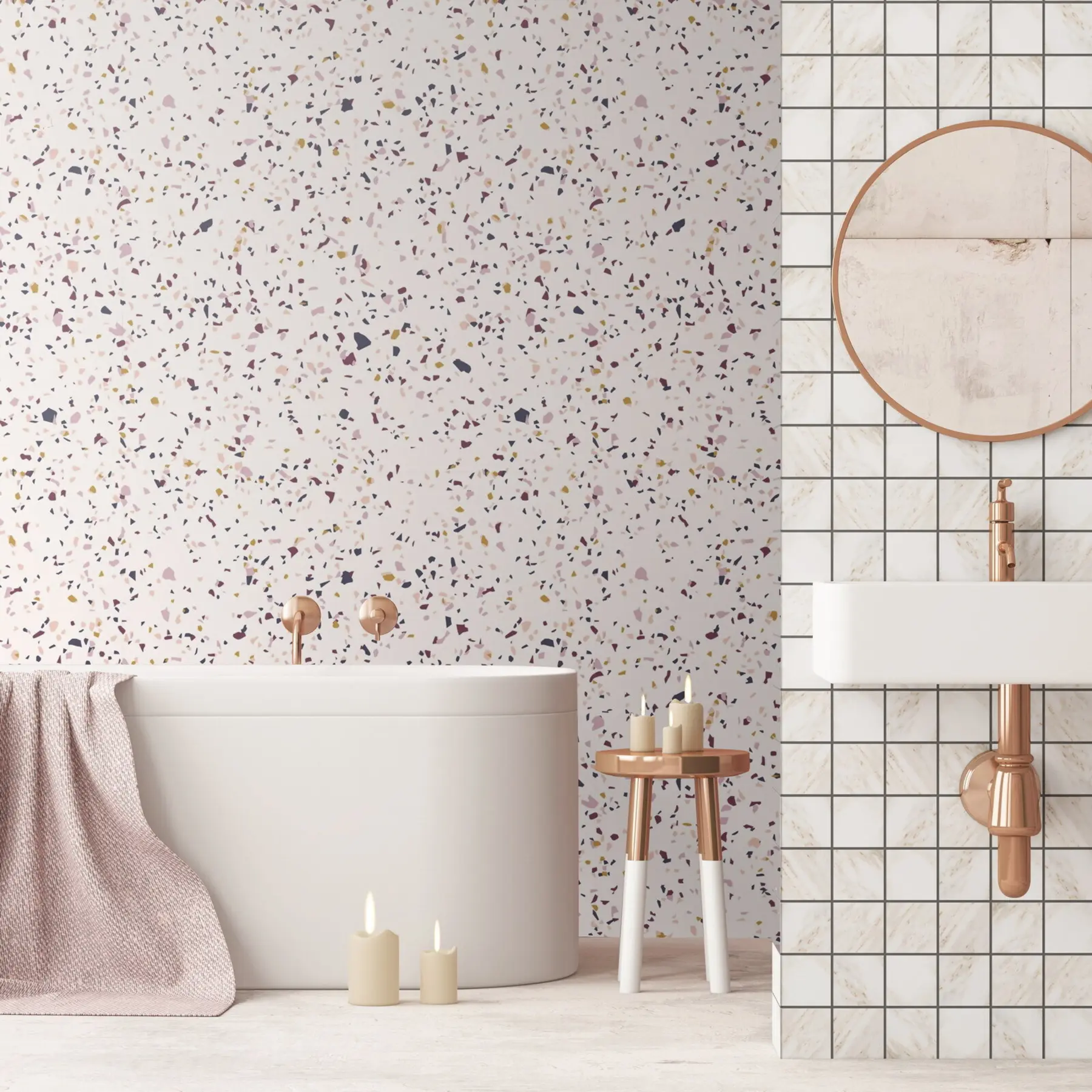 zidne murale Efekt mrvica u boji, Boho stil u71766