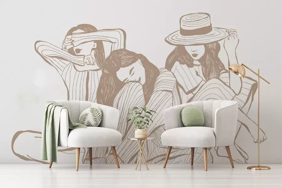 zidne murale Djevojačke nijanse bež w04384v2