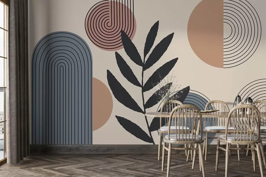 zidne murale Geometrijsko lišće w04385