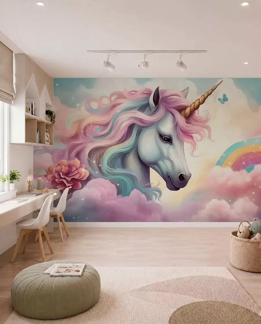 zidne murale Jednorog s duginom grivom w04372