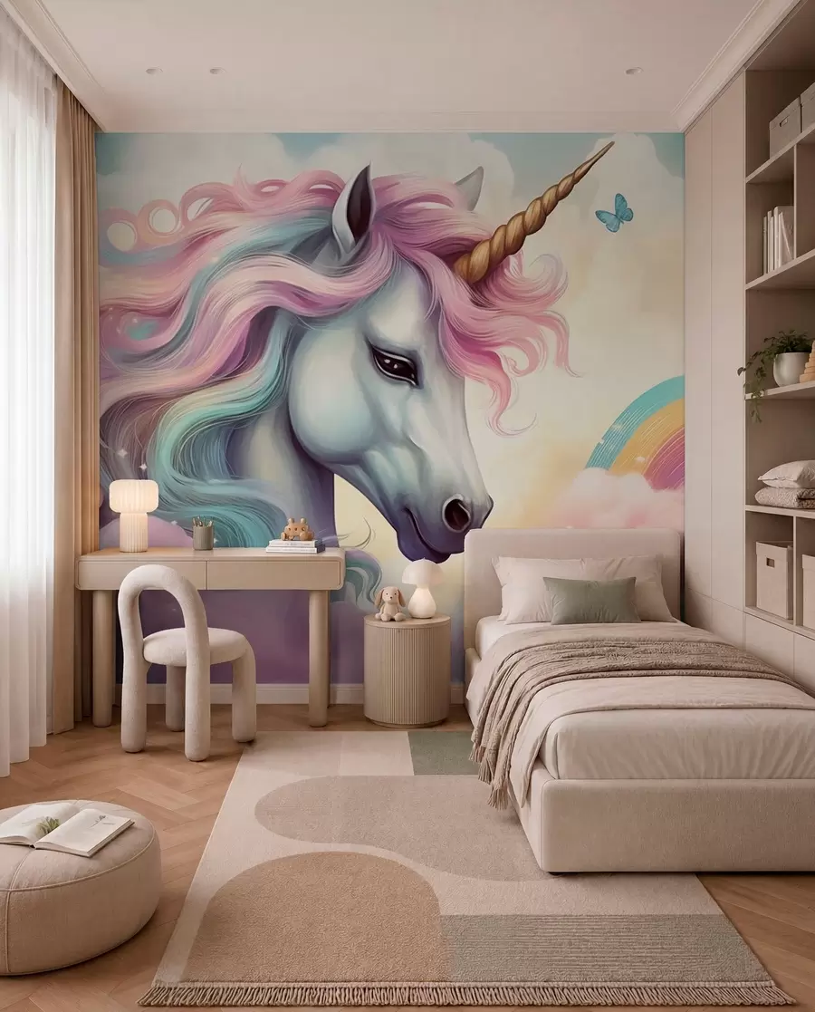 zidne murale Jednorog s duginom grivom w04372