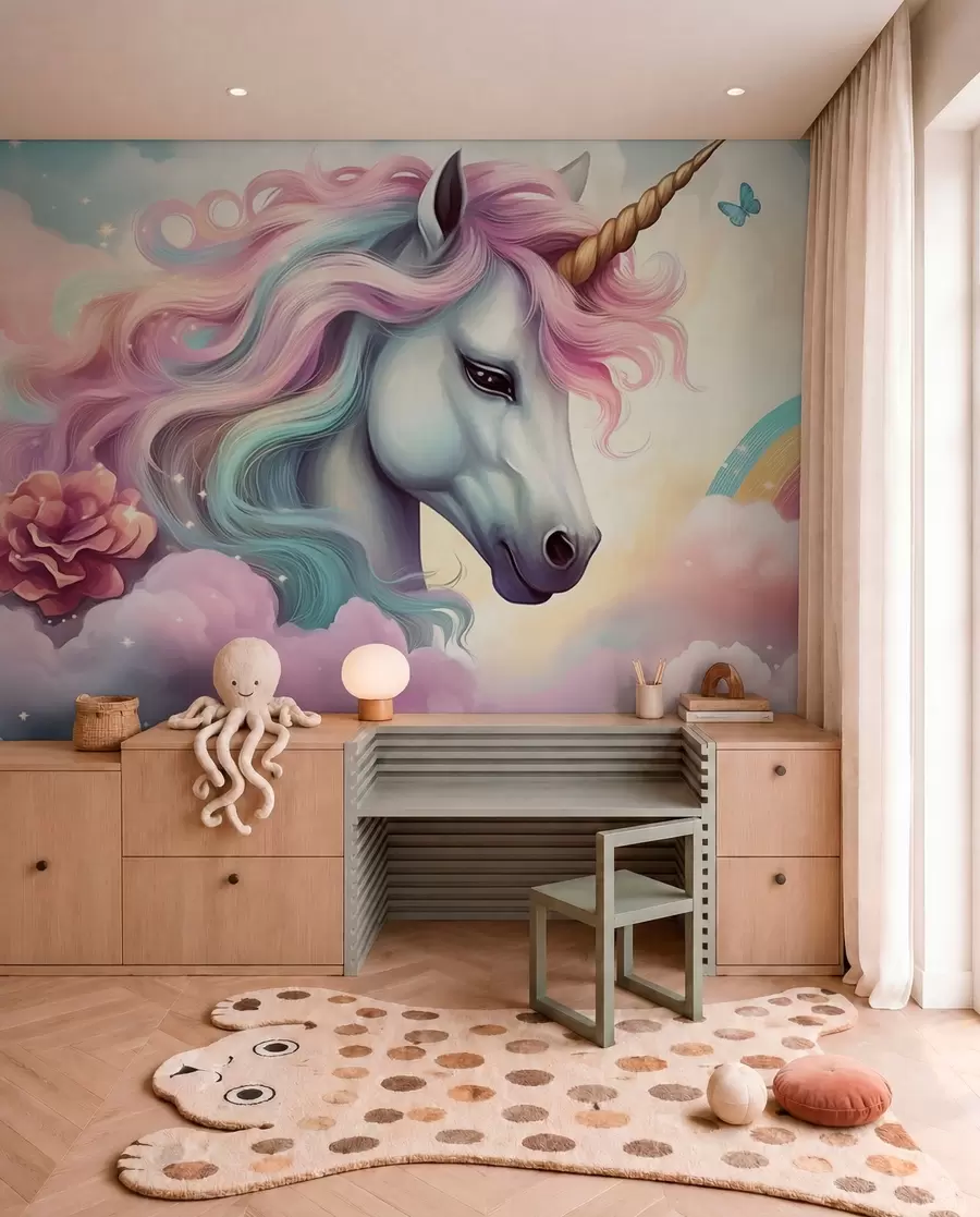 zidne murale Jednorog s duginom grivom w04372
