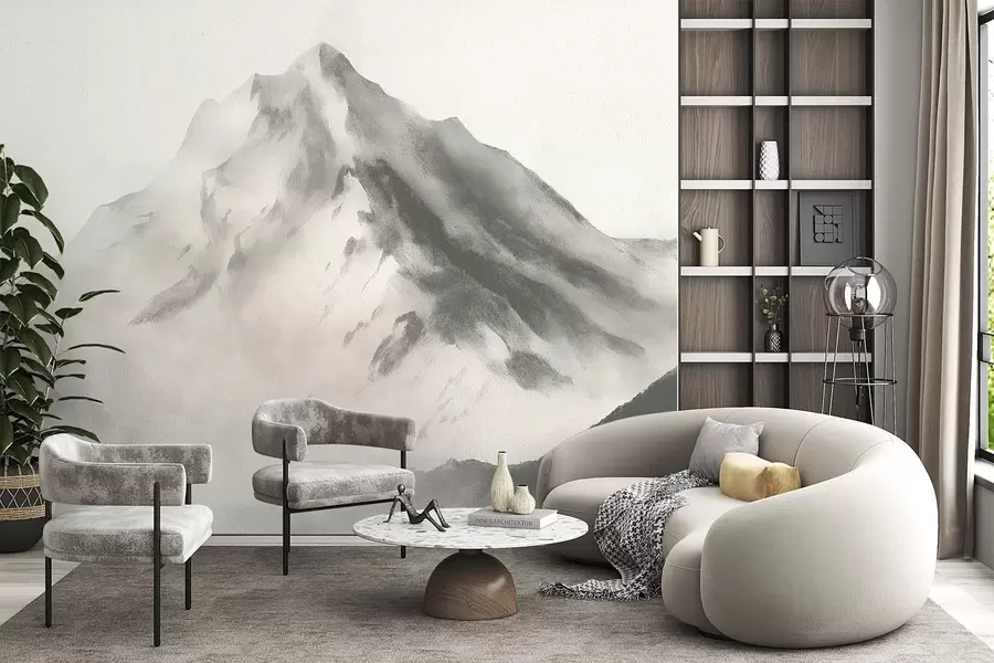 zidne murale Minimalističke planine u magli s finom teksturom w04374