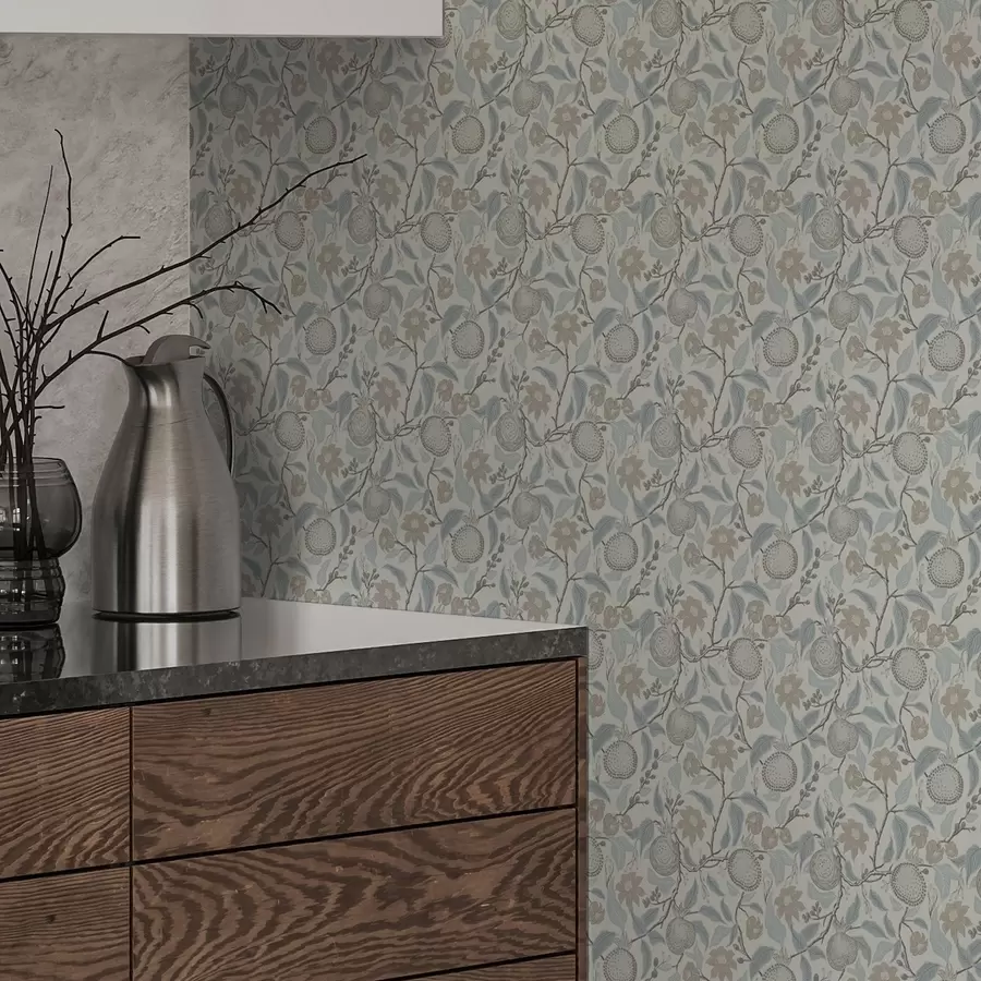 zidne murale Prigušeni šipak i cvjetne grane u vintage stilu a00383