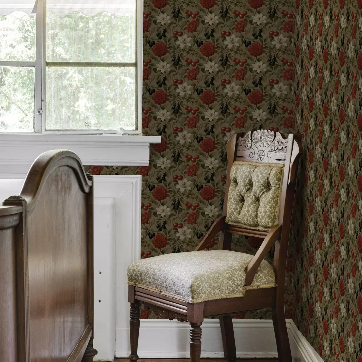 Pozadina Trešnje, cvijeće i crne masline a00384