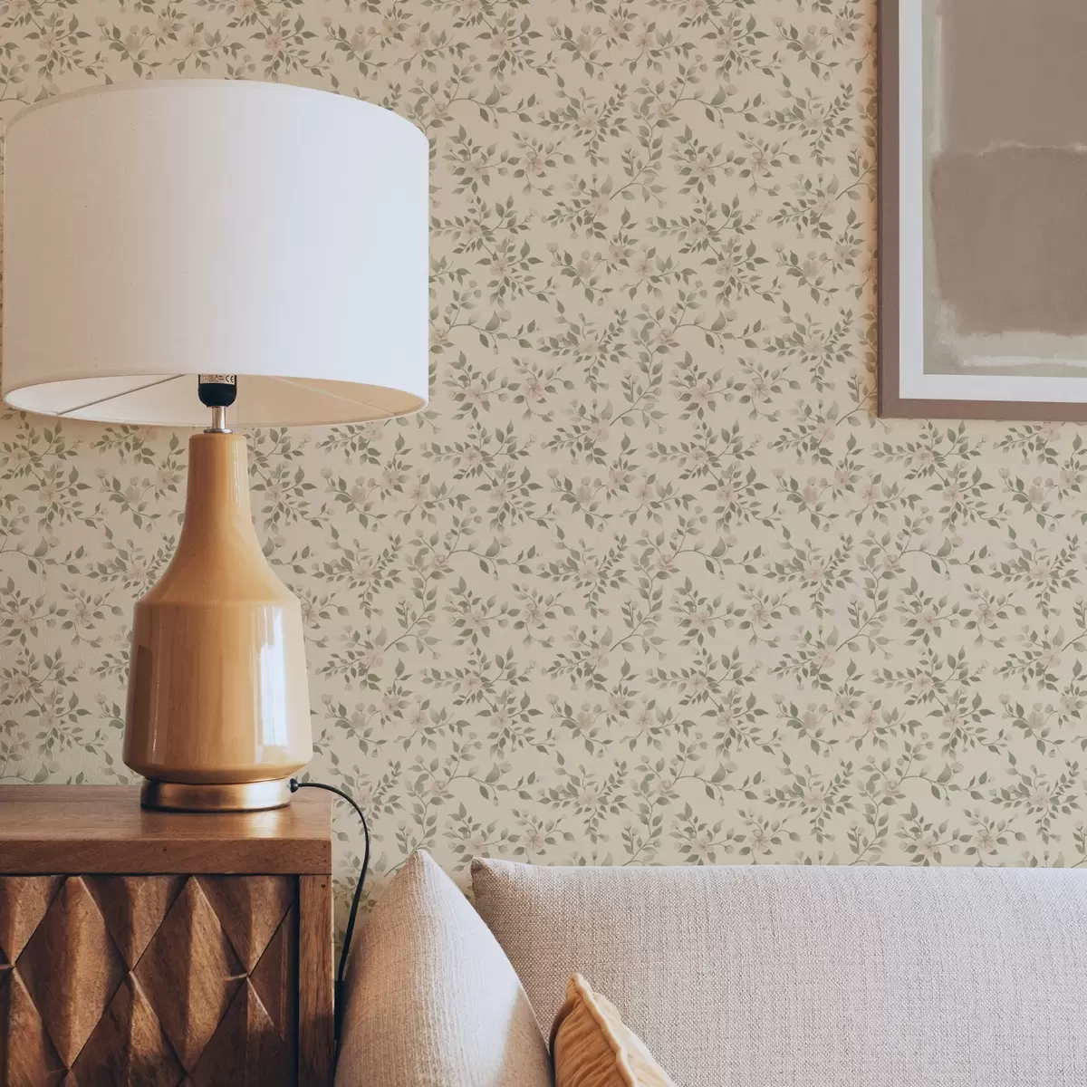 Pozadina Nježne pastelne cvjetne grančice na bež pozadini a00390