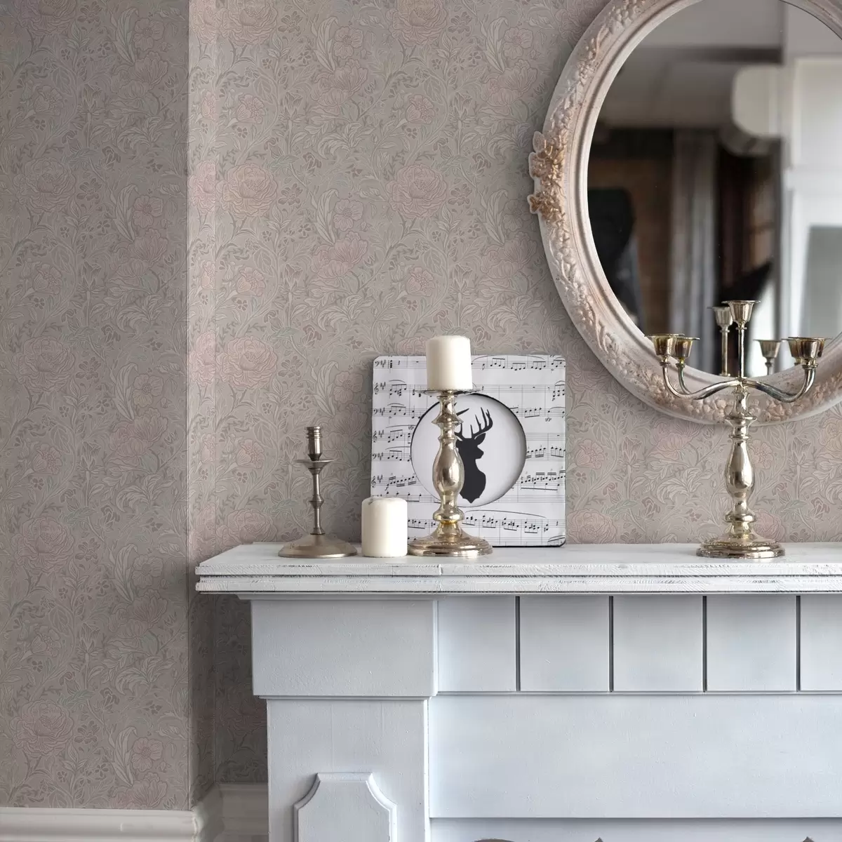 Pozadina Meko pastelno cvijeće u secesijskom stilu a00394