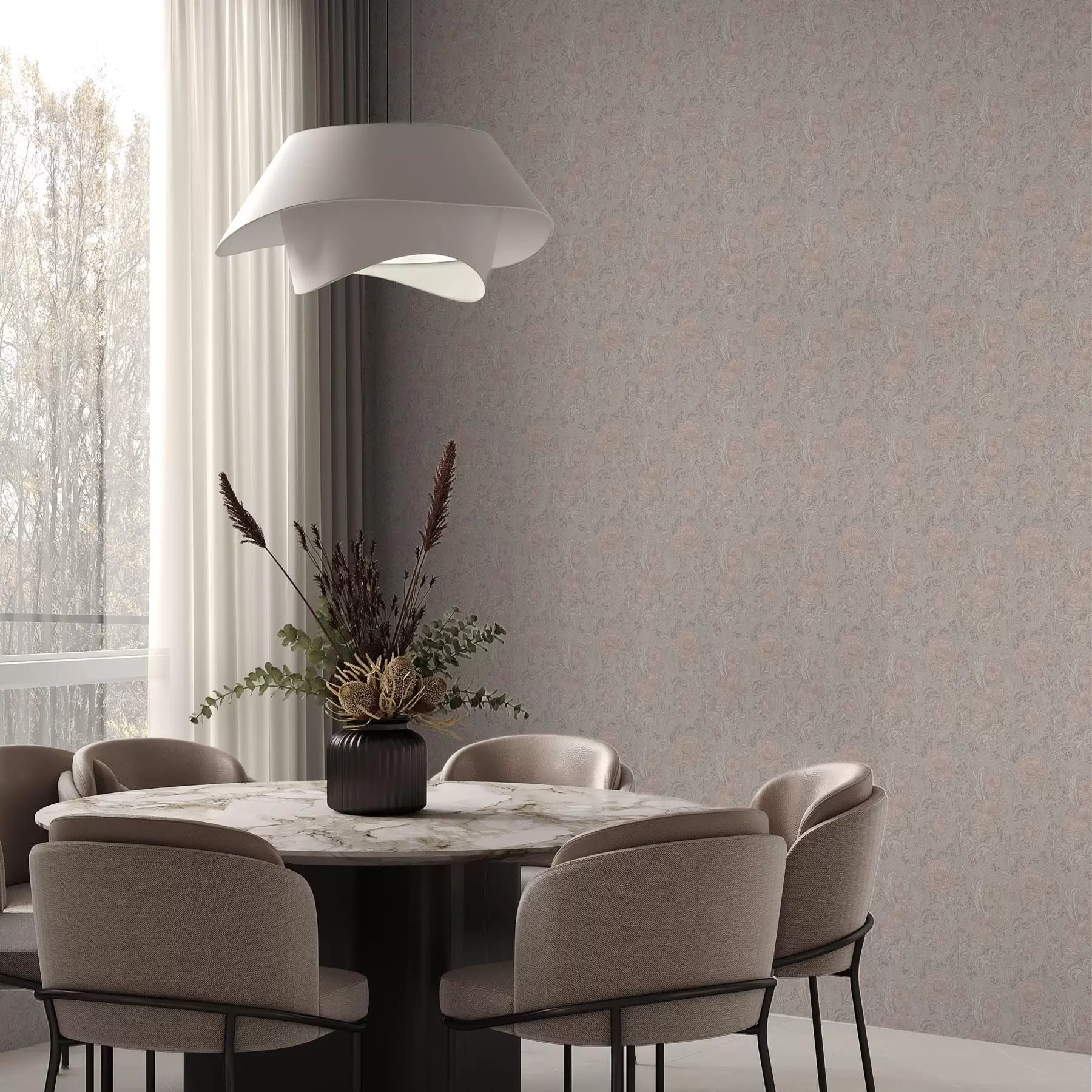 zidne murale Meko pastelno cvijeće u secesijskom stilu a00394