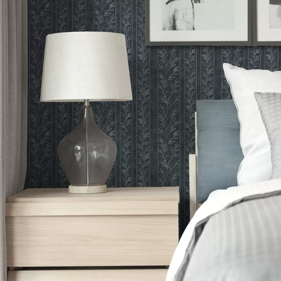 zidne murale Prugasti uzorak s grančicama na plavoj pozadini a00425