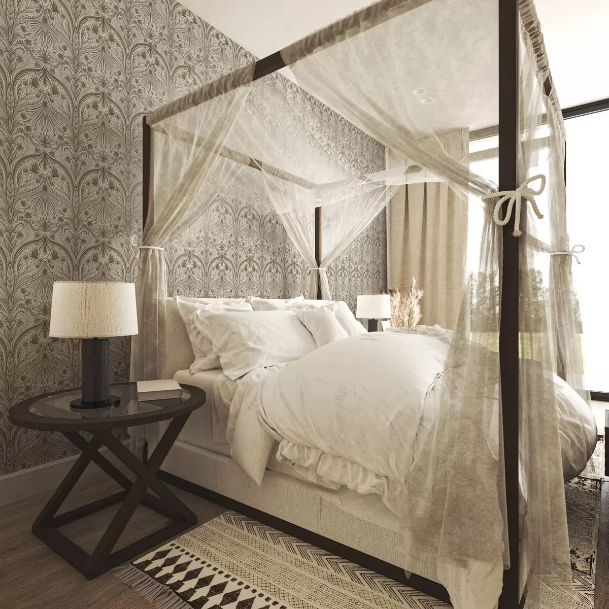 Pozadina Simetrični barokni uzorak s cvjetnim motivima a00436