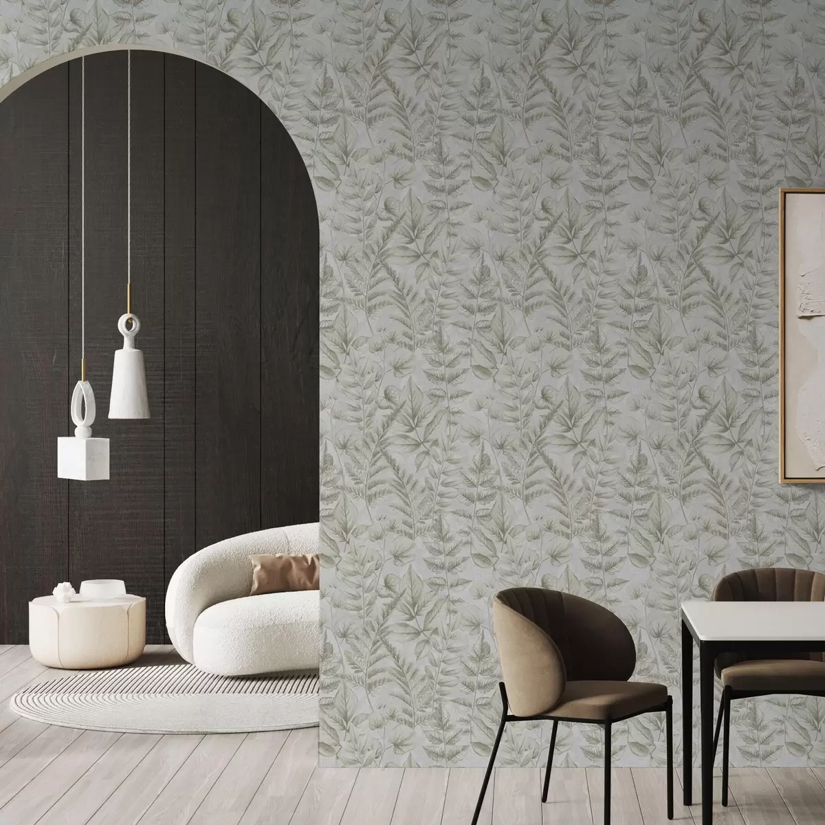 Pozadina Meki pastelni listovi u akvarelnom botaničkom stilu a00437