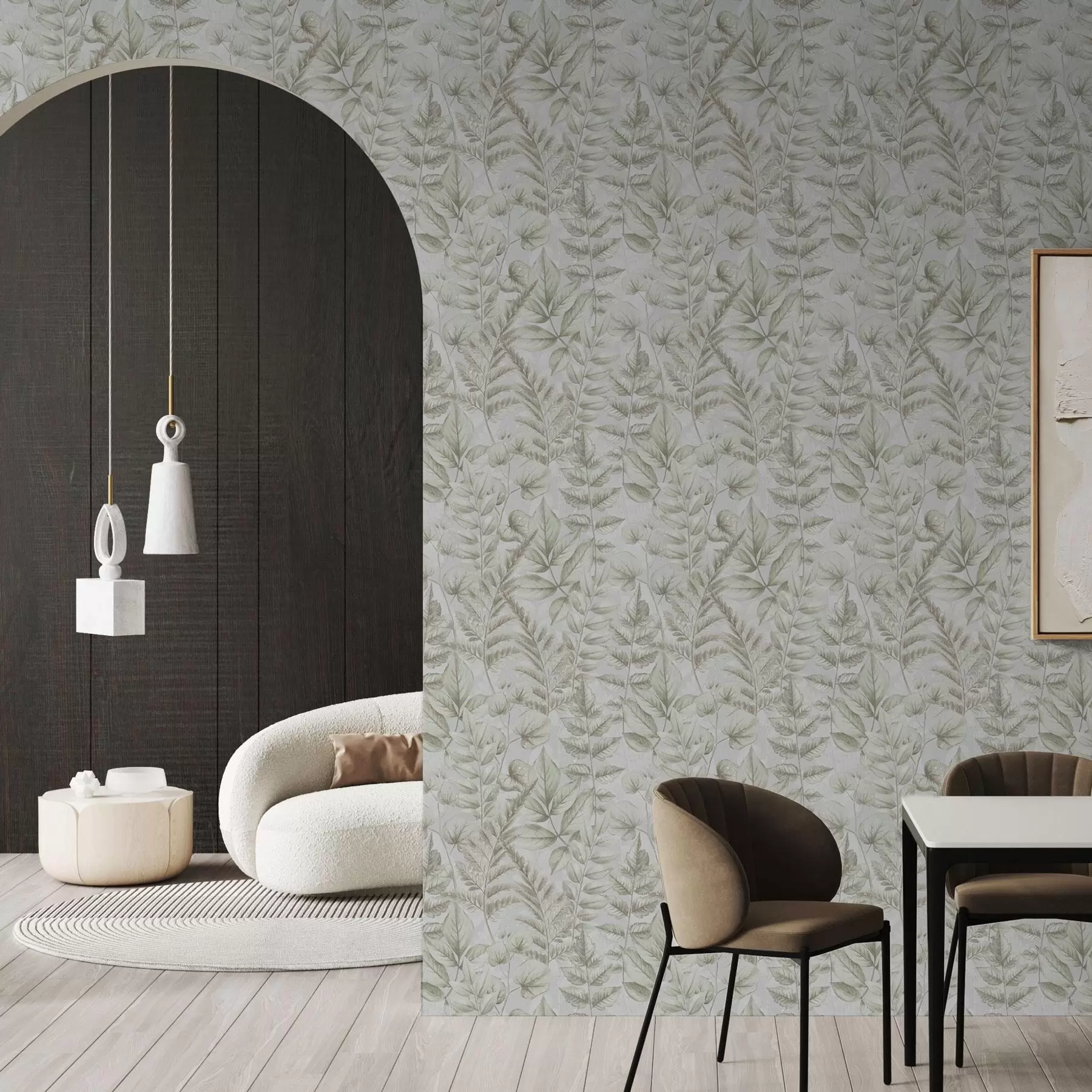 zidne murale Meki pastelni listovi u akvarelnom botaničkom stilu a00437