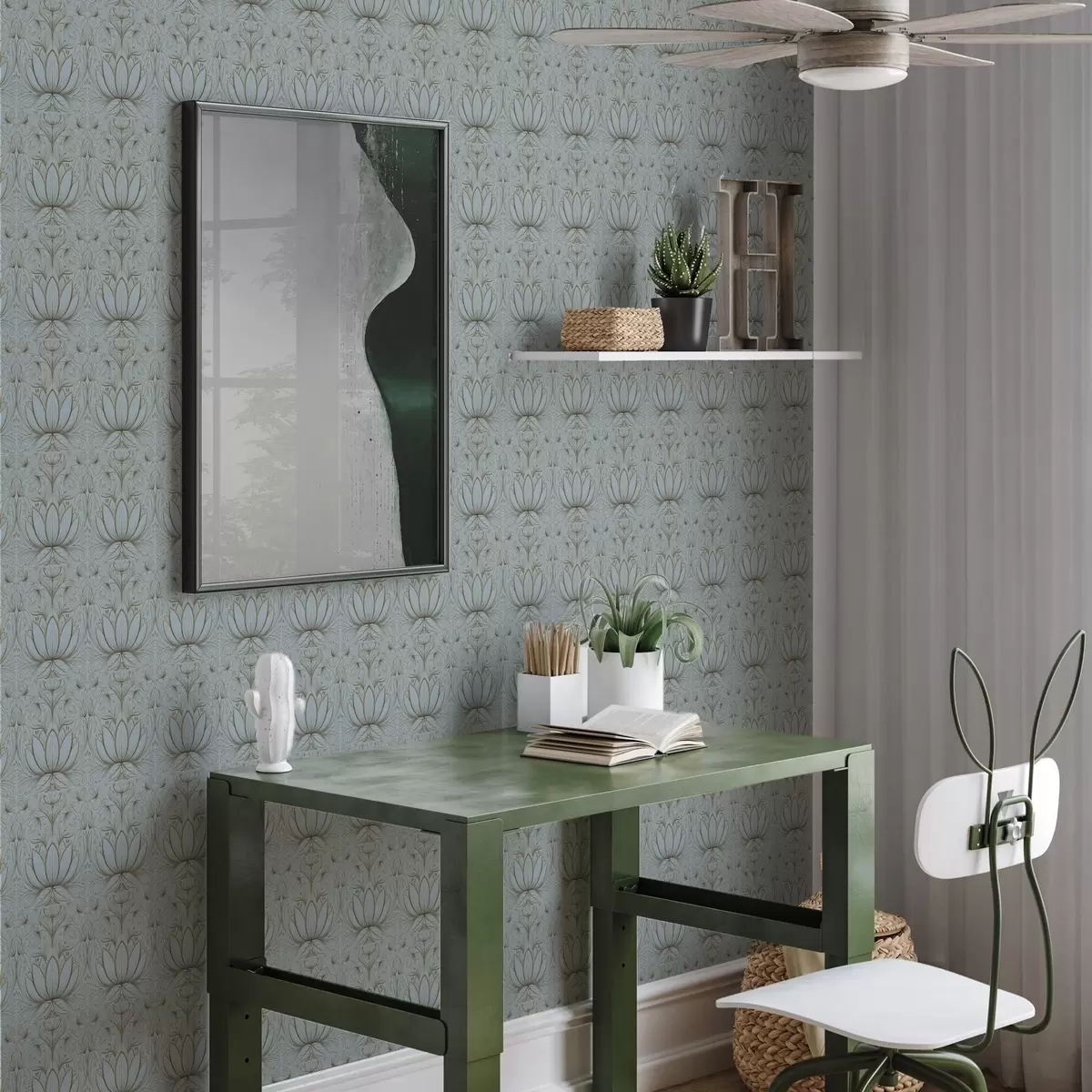 Pozadina Lotosov ukras u tirkiznoj i žutoj paleti a00439