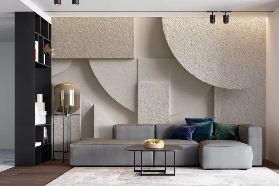zidne murale Apstraktna kompozicija bež geometrijskih oblika w04395