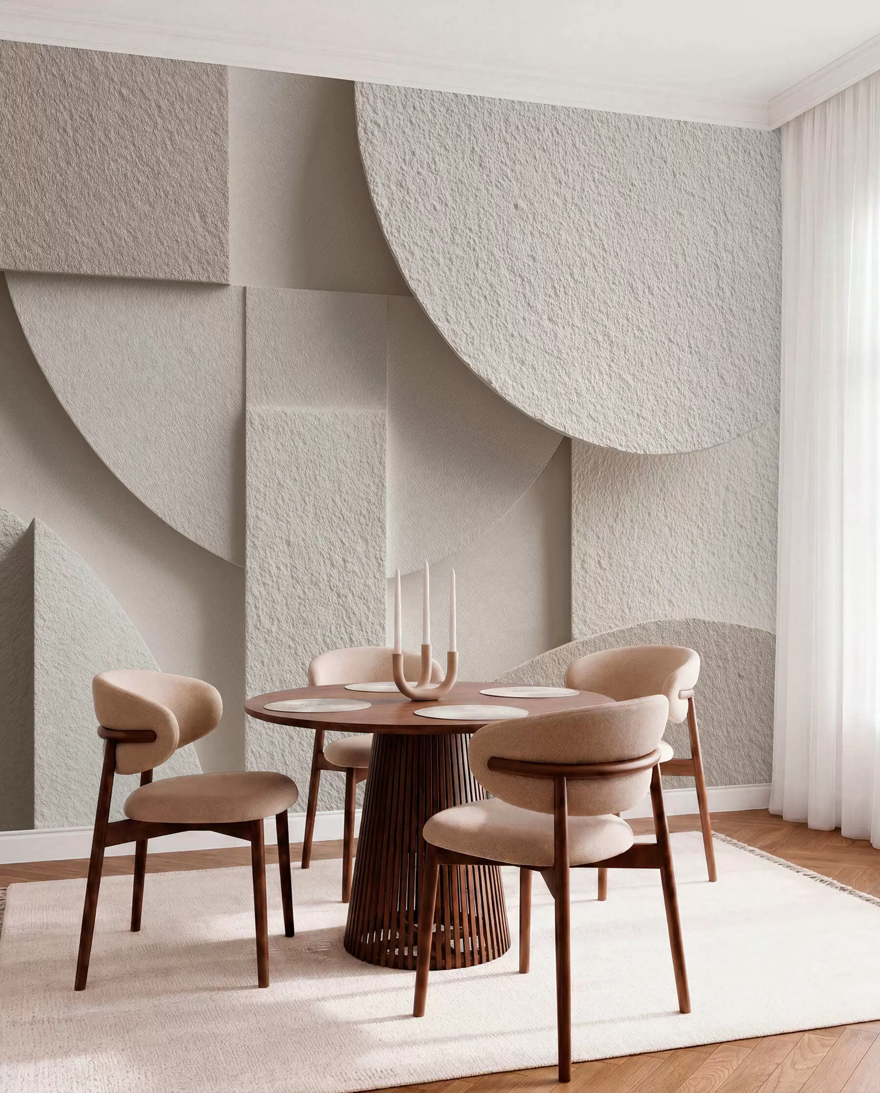 zidne murale Apstraktna kompozicija bež geometrijskih oblika w04395