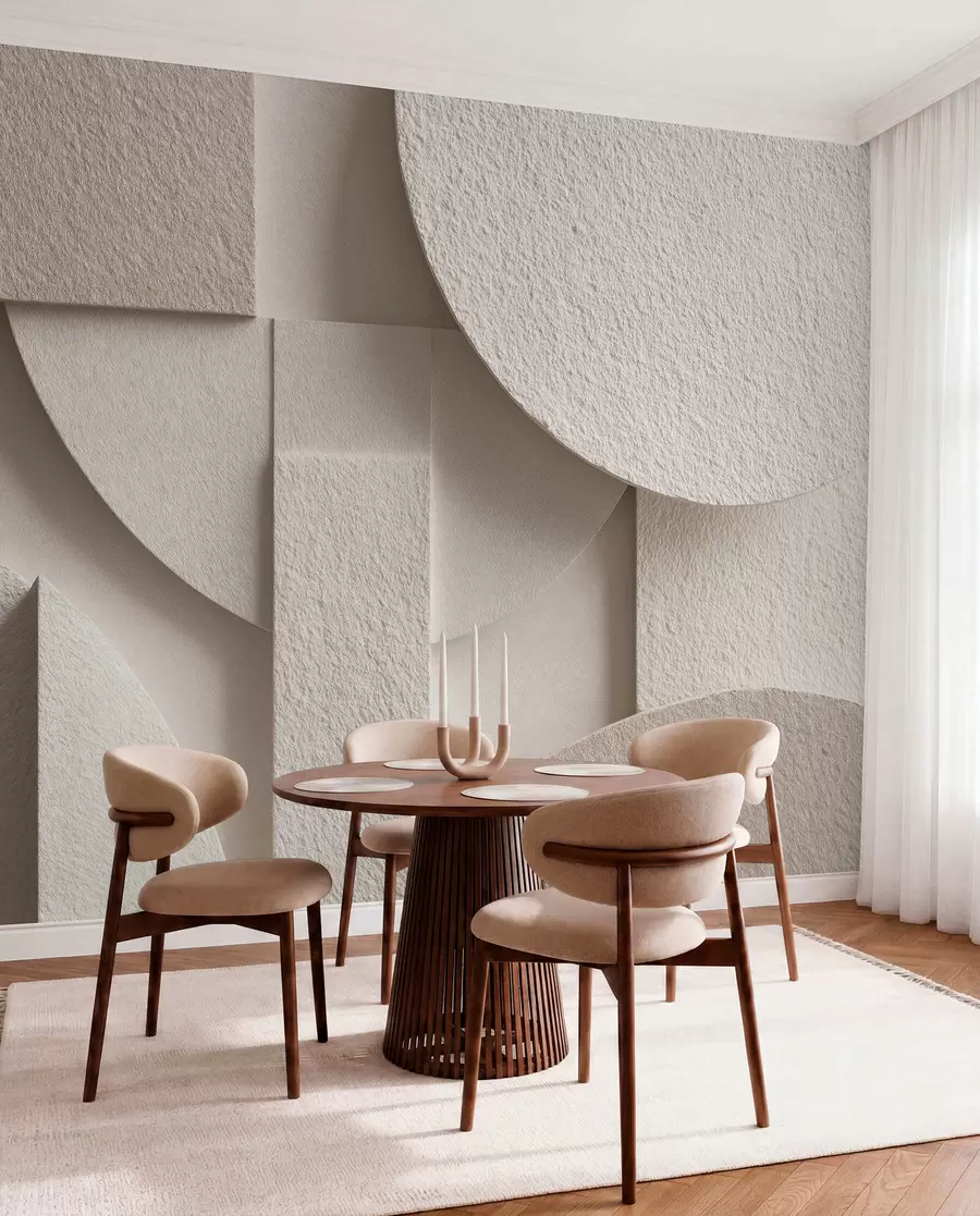 zidne murale Apstraktna kompozicija bež geometrijskih oblika w04395