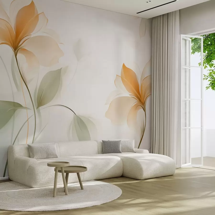 zidne murale Prozirni cvjetovi s bogatom narančastom sredinom w04397v1