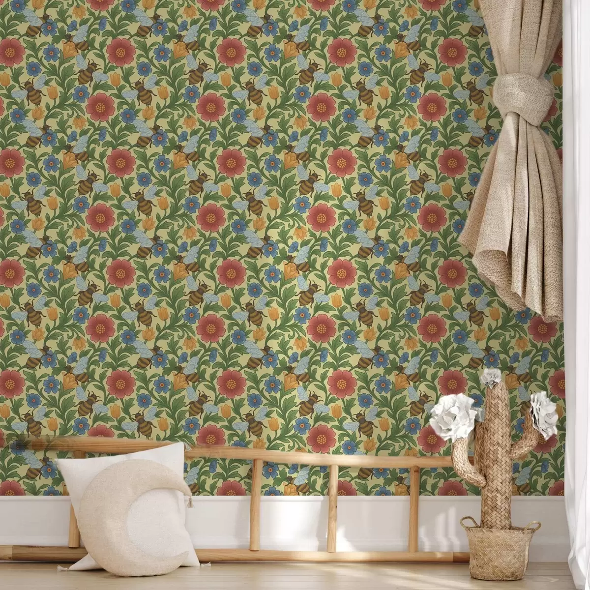 Pozadina Svijetlo cvijeće s velikim pčelama a00315