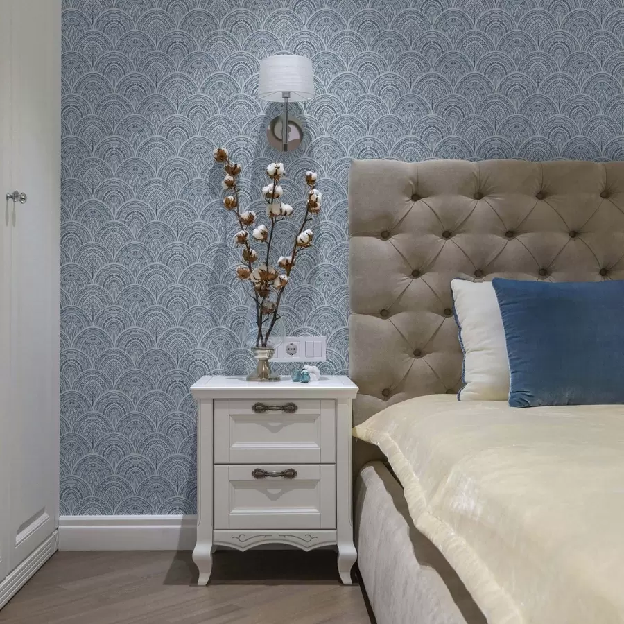 zidne murale Plavi ukras s lukovima i uzorcima a00332