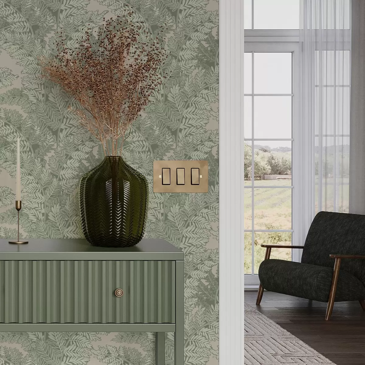 Pozadina Zeleni uzorak s listovima paprati a00345